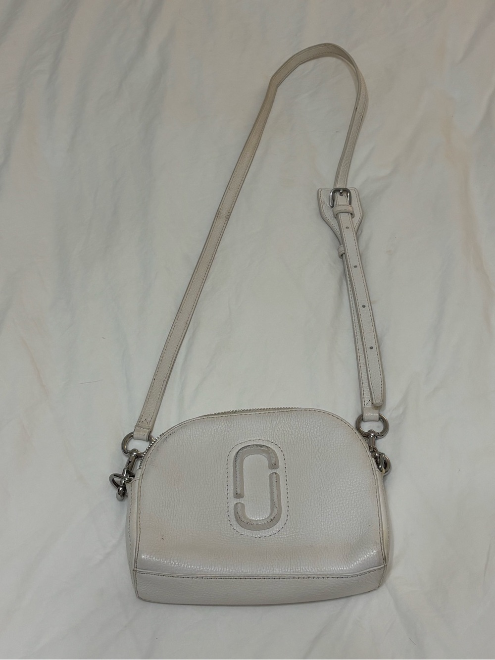 Marc Jacobs Cream Leather Crossbody with Signature Double J